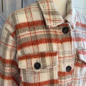 Love Tree Cozy Plaid Jacket in Red and Gray